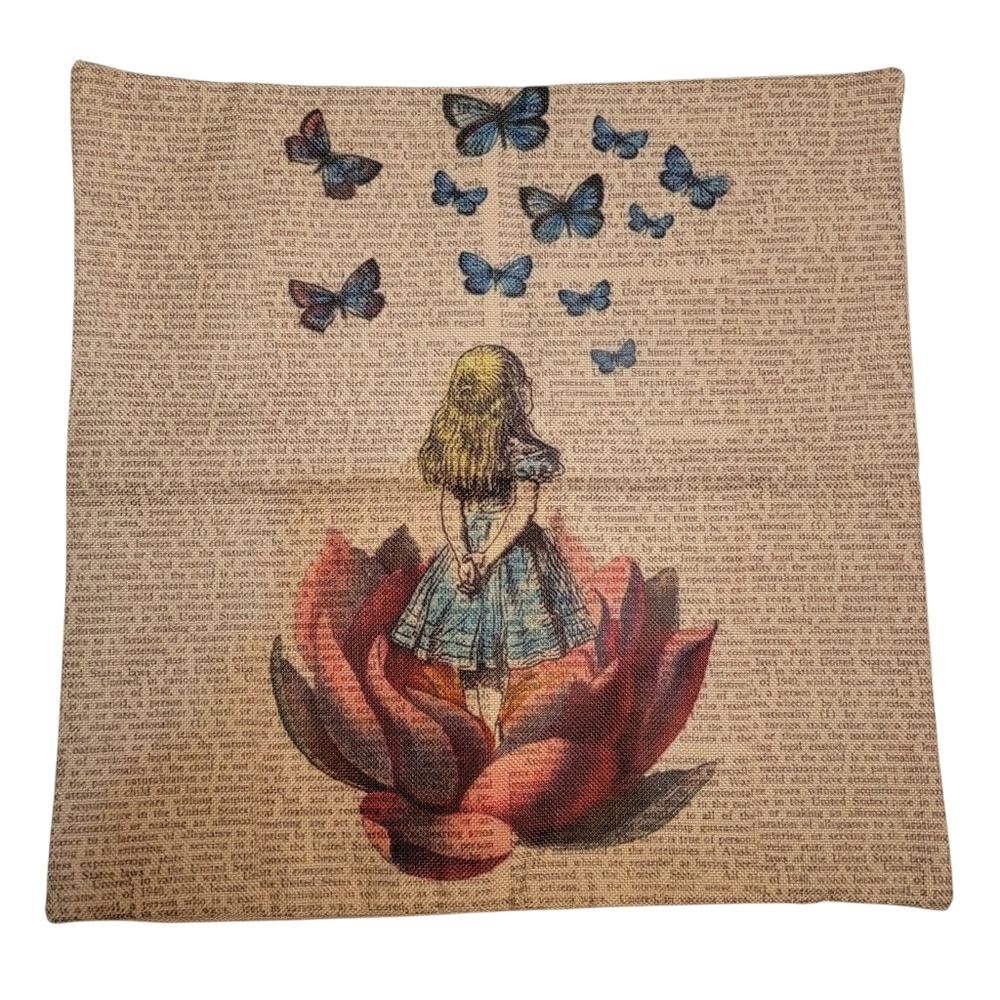 Whimsical Girl Butterfly Decorative Pillow Case Cover